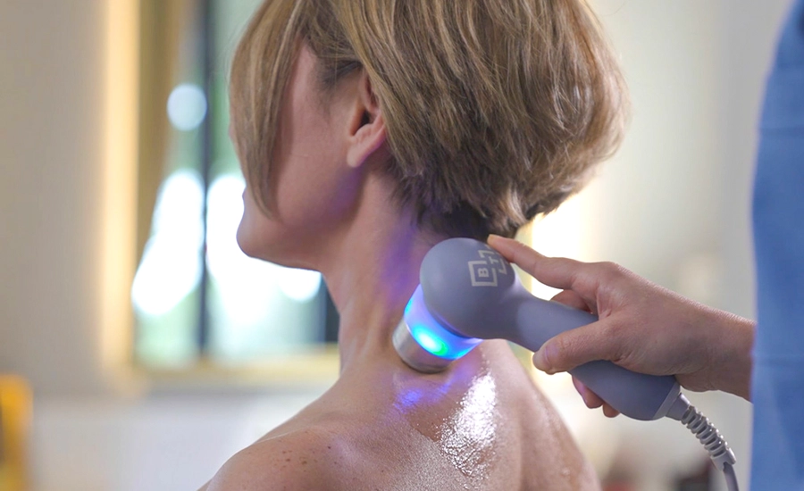 Patient receiving physiotherapy treatment with rehabilitation equipment at Medworld Clinic Antalya